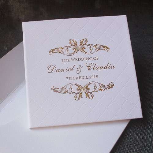 Foiling Invitation Card With Envelope Hard Cover Wedding Invitation Square Card Customized